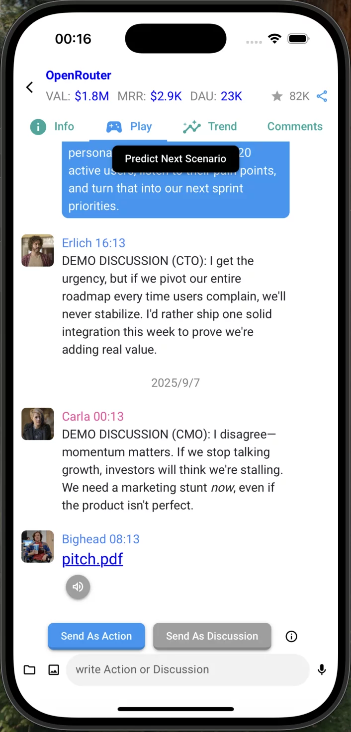 Scenario-based decision making interface