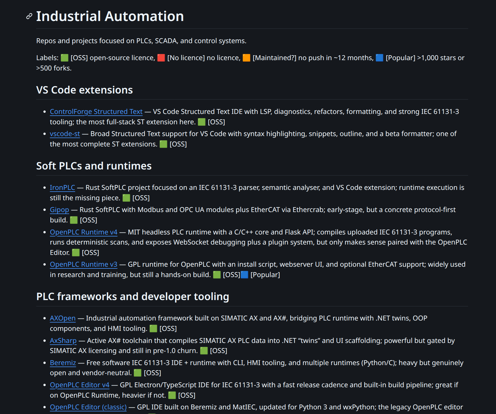 Industrial automation canonical repo list screenshot