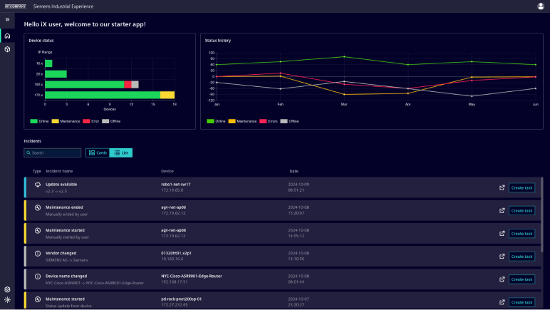 Starter app interface screenshot